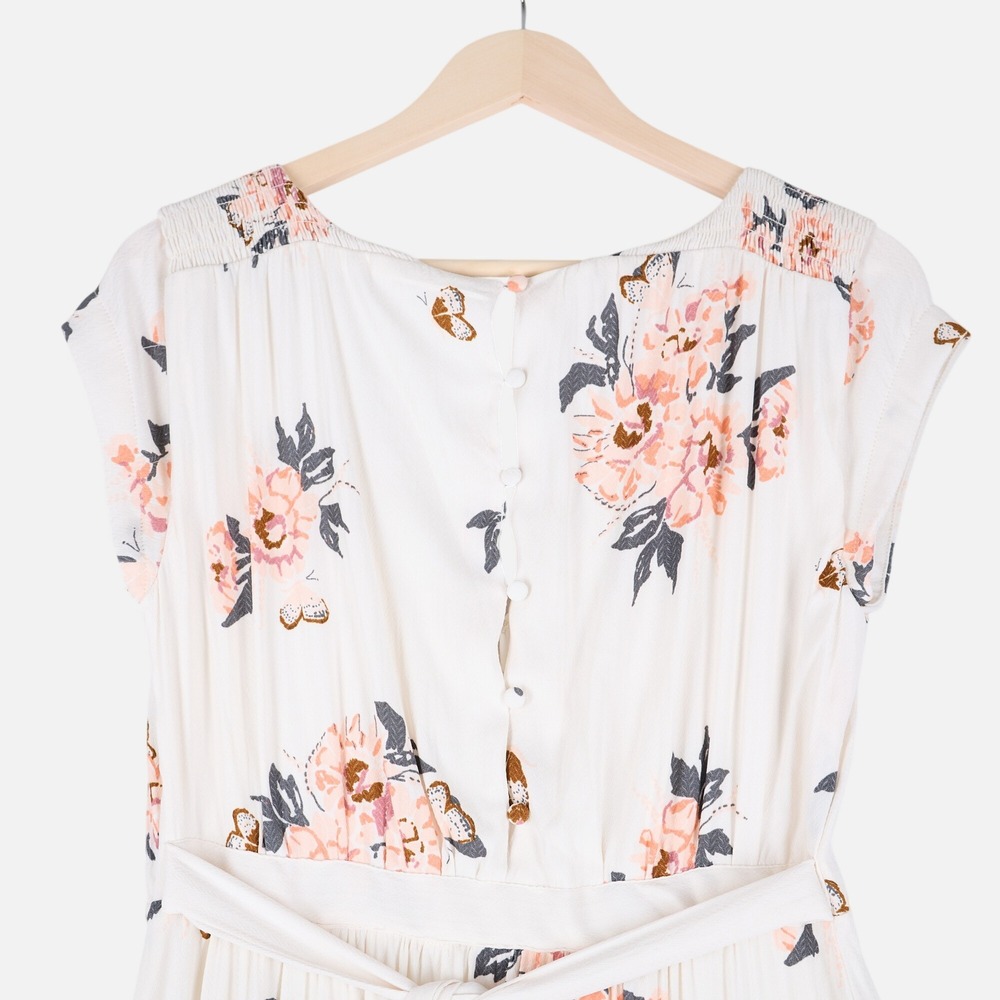 Free People All I Got Maxi Dress Butterfly Effect Floral Tiered Cream Pink 6 - Picture 5 of 13